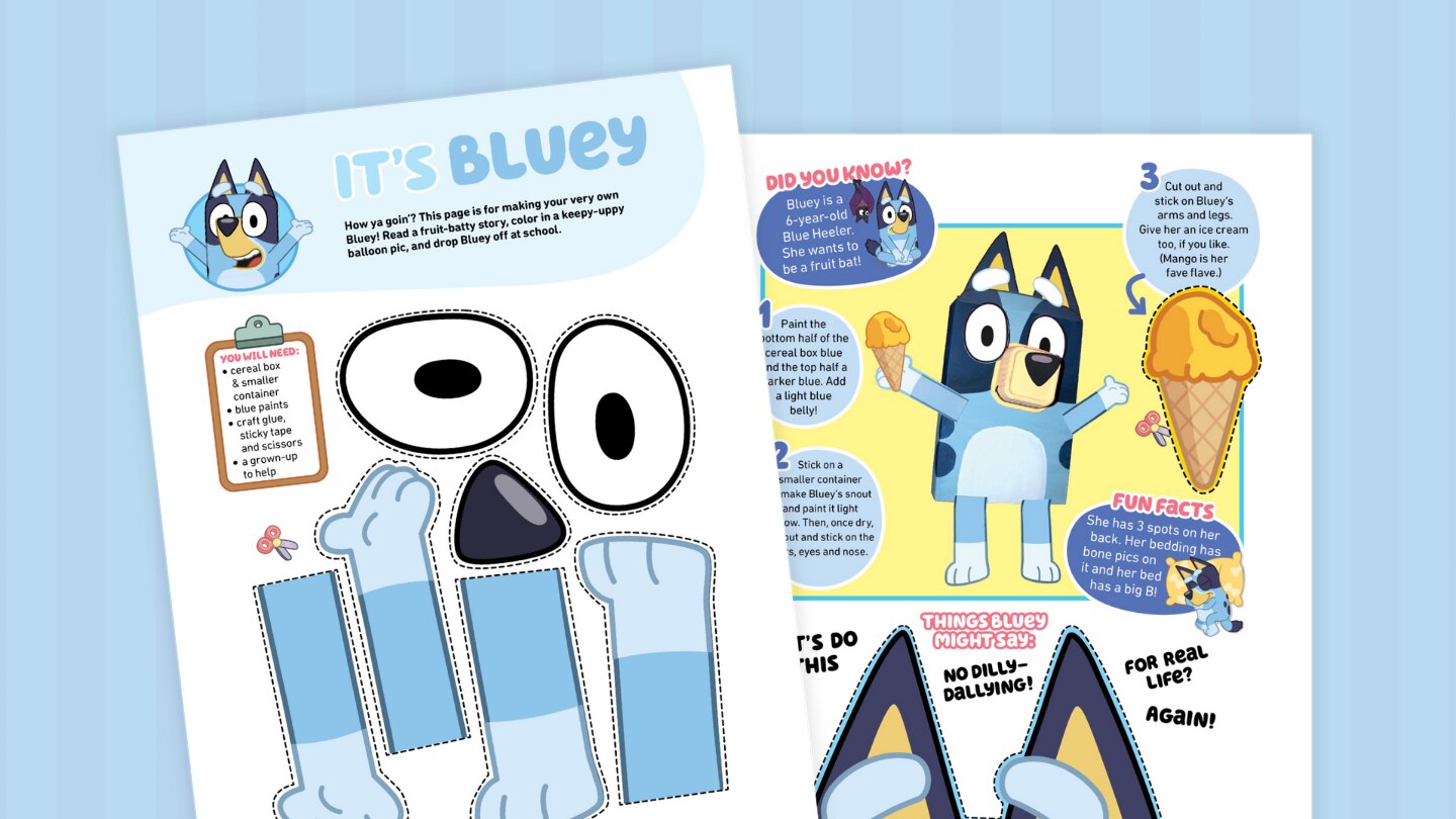 Make Your Own Bluey With a Cereal Box and This Template
